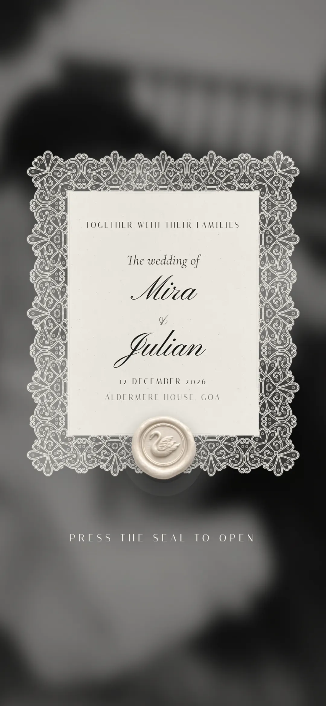 Ivory Folio invitation, detail 1