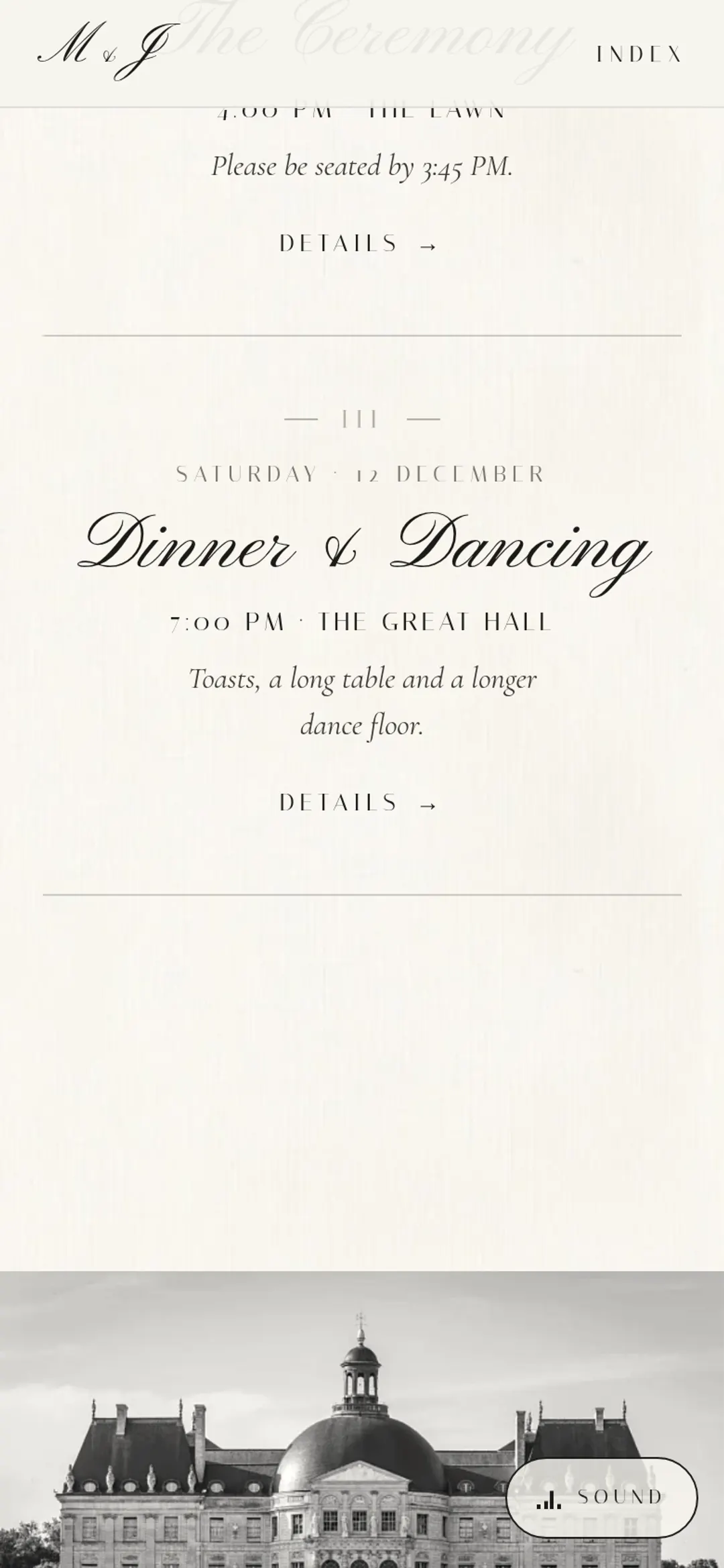 Ivory Folio invitation, detail 4